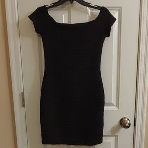 Fitted Black Rouched Mini Dress